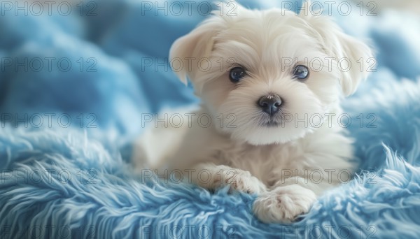 Adorable Maltese Puppy: A Tiny Canine Poses In A Stylish Setting With A Bright And Glamorous