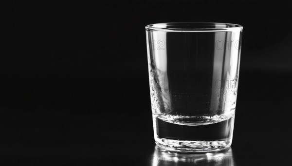 Black Background Showcasing A Lone, Empty Glass In The Foreground. The Stark Contrast Between The
