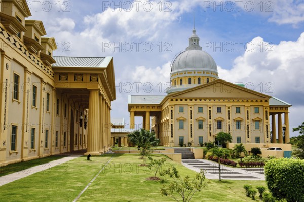 Side view from right Capitol of Republic of Palau, seat of Olbiil Era Kelulau Government of Palau