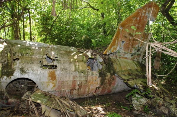 Vertical stabiliser and part of fuselage of WW II bomber Mitsubishi G4M1 US code name Betty from