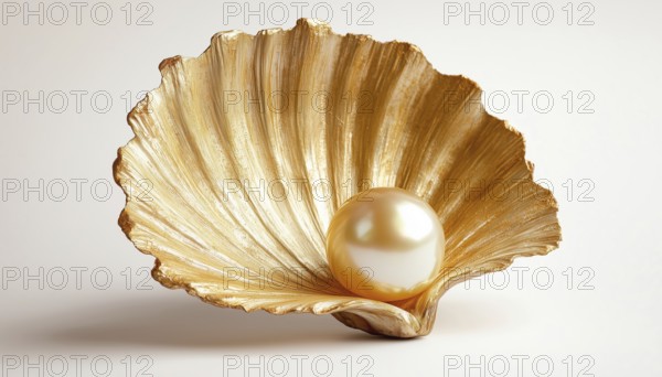 White Background Accentuated By A Golden Pearl Shell - This Description Highlights The Stunning