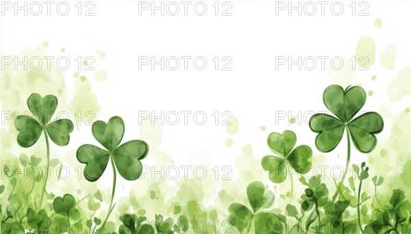 St. Patrick'S Day Art: Clover Sketch With Shamrock Outlined In One Continuous Line, Simple Border