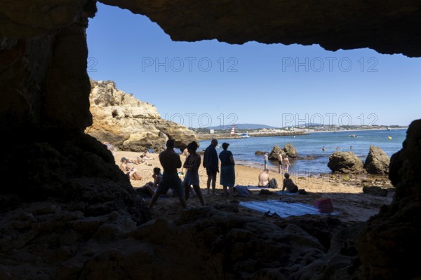 Beaches on the rocky coast of Ponta da Piedade, rugged coastal landscape, right next to Lagos town