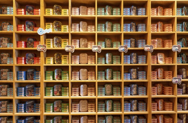 Comur sardines and other tinned fish products, popular souvenir from Portugal, flagship store, in