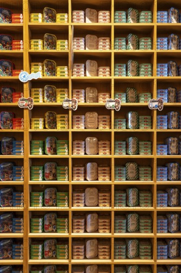 Comur sardines and other tinned fish products, popular souvenir from Portugal, flagship store, in