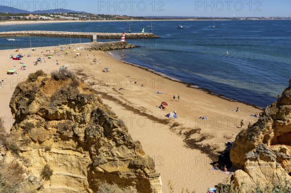 Beaches on the rocky coast of Ponta da Piedade, rugged coastal landscape, right next to Lagos town