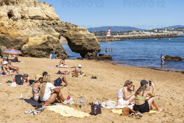 Beaches on the rocky coast of Ponta da Piedade, rugged coastal landscape, right next to Lagos town