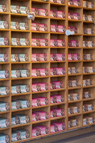 Comur sardines and other tinned fish products, popular souvenir from Portugal, flagship store, in