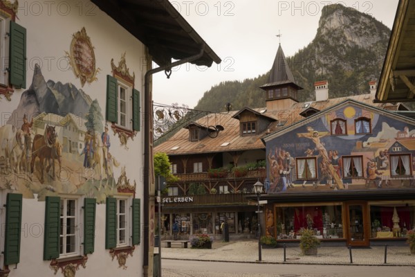 Lüftlmalerei in Oberammergau, crucifixion scene, crucifixion, Lüftlkunst, Bible, Ammergau, Ammergau