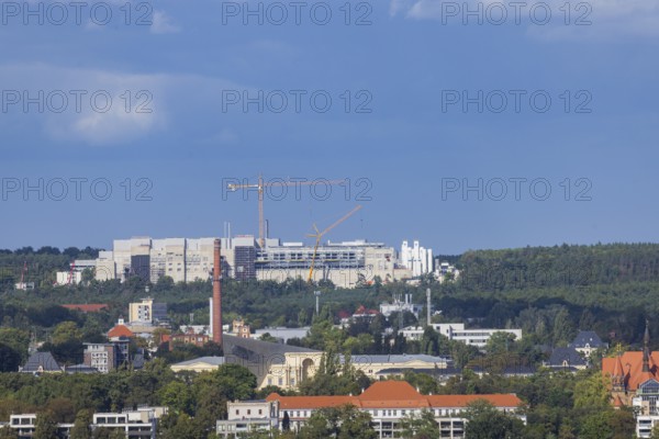 View from the lantern of the Church of Our Lady to the extension of the Infineon chip factory in