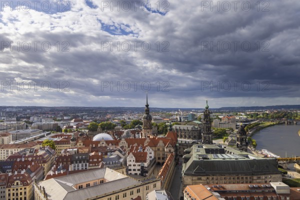 View from the lantern of the Church of Our Lady over the old town centre into the Elbe valley,