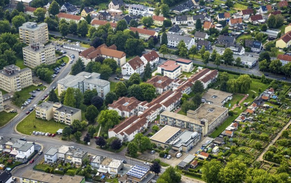 Aerial view of the AWO retirement home Hermann-Görlitz-Seniorenzentrum, Bergkamen, Ruhr area, North