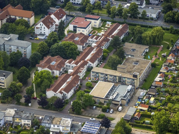 Aerial view of the AWO retirement home Hermann-Görlitz-Seniorenzentrum, Bergkamen, Ruhr area, North