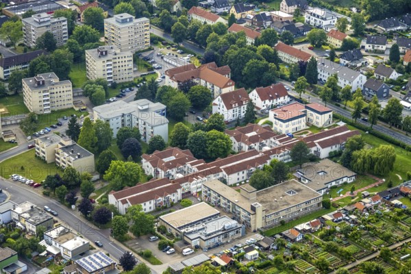 Aerial view of the AWO retirement home Hermann-Görlitz-Seniorenzentrum, Bergkamen, Ruhr area, North
