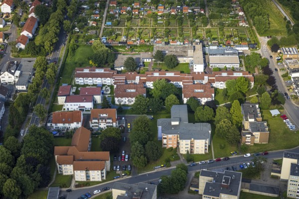 Aerial view of the AWO retirement home Hermann-Görlitz-Seniorenzentrum, Bergkamen, Ruhr area, North