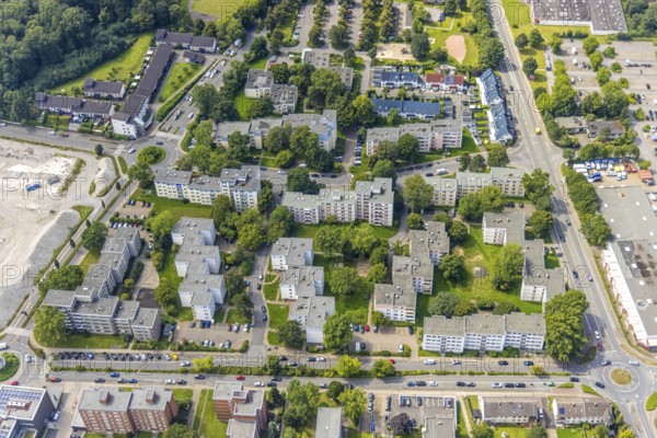 Aerial view, high-rise housing estate Fritz-Erler-Straße, Theodor-Heuss-Straße and Gedächtnisstraße