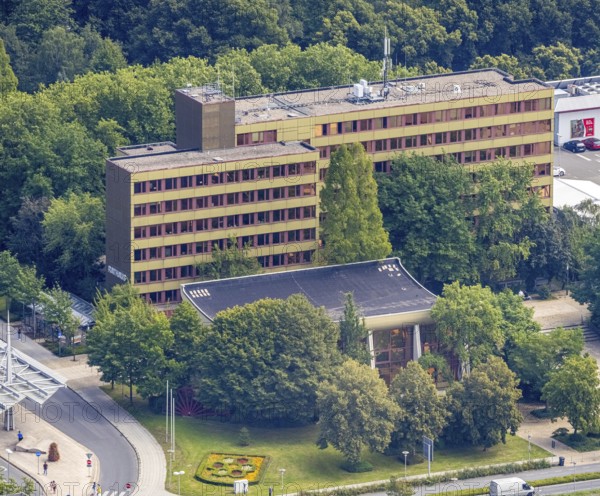 Aerial view, town hall in Schönhausen, Bergkamen, Ruhr area, North Rhine-Westphalia, Germany,