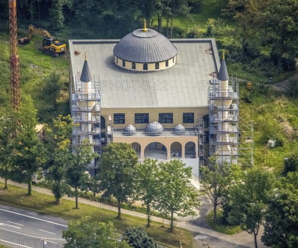 Aerial view, construction site for new DITIB mosque on Erich-Ollenhauer-Straße in Bergkamen, Ruhr