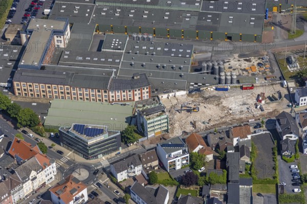 Aerial view, demolition site Dreiblitz-Haus on Möhnestrasse, Neheim, Arnsberg, Sauerland, North