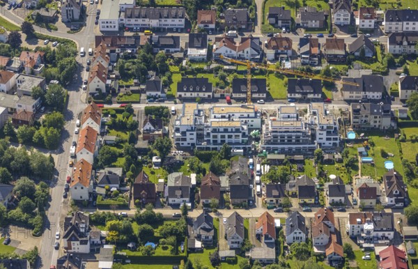 Aerial view, construction area and new housing development, Barthold-Cloer-Weg, former Beco GmbH,