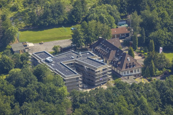 Aerial view, construction site and new building for the children's home Marienfrieden, SkF