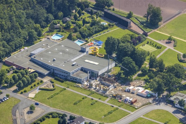 Aerial view, Freizeitbad Naß Arnsberg, Hüsten, Arnsberg, Sauerland, North Rhine-Westphalia,