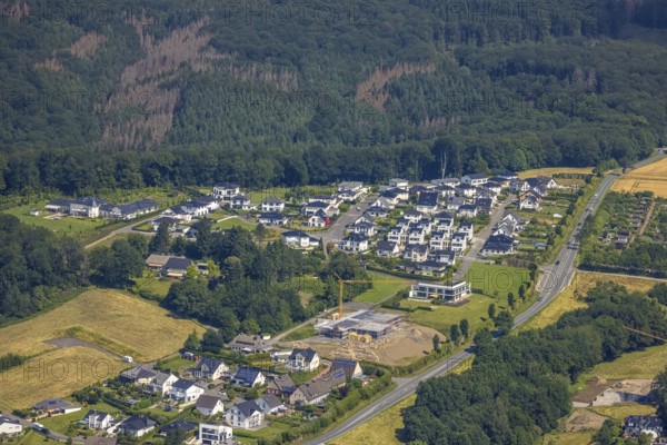 Aerial view, construction site new building Am Dollberg, Zur Waterlappe corner Zur Oldenburg,