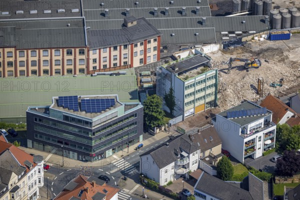 Aerial view, demolition site Dreiblitz-Haus on Möhnestrasse, Neheim, Arnsberg, Sauerland, North