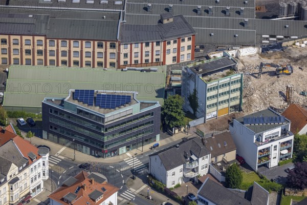 Aerial view, demolition site Dreiblitz-Haus on Möhnestrasse, Neheim, Arnsberg, Sauerland, North