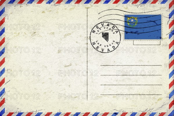 Nevada Las Vegas Vintage Air Mail Envelope with Flag and Postmark