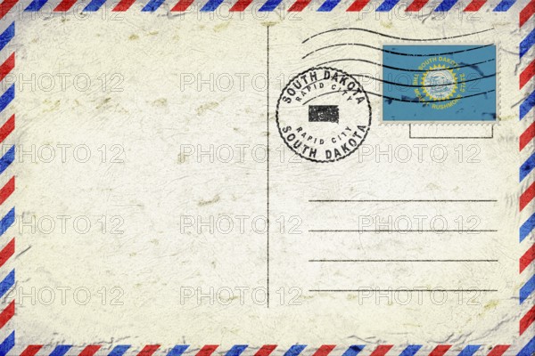 South Dakota Rapid City Vintage Air Mail Envelope with Flag and Postmark