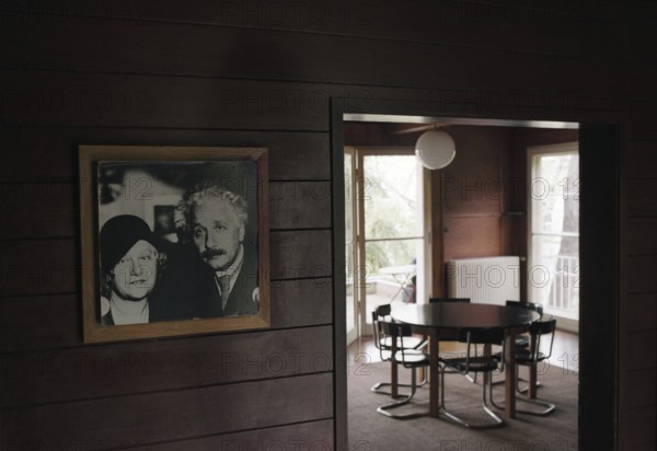 Potsdam-Caputh, DEU, Germany. 26.04.2002 - Albert Einstein's summer residence: living room of the