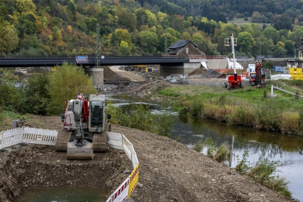 Reconstruction in the Ahr Valley, after the flood of July 2021, restoration of the river landscape,
