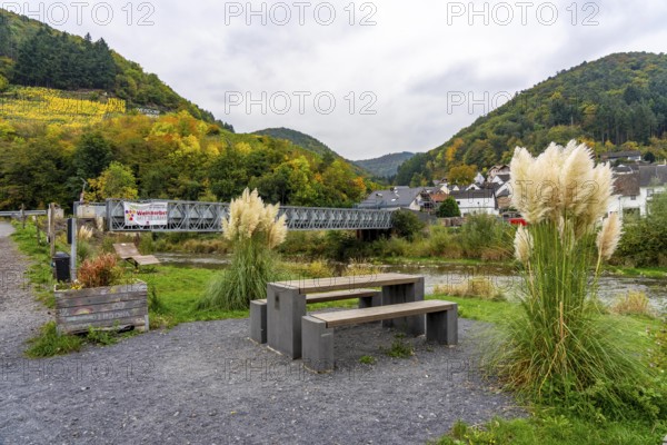 Temporary bridges across the Ahr, in the Ahr Valley, after the flood of July 2021, built by the