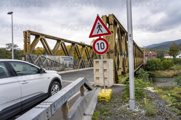 Temporary bridges over the Ahr, in the Ahr Valley, after the flood of July 2021, built by the