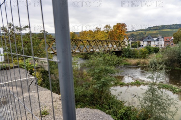 Temporary bridges across the Ahr, in the Ahr Valley, after the flood of July 2021, built by the