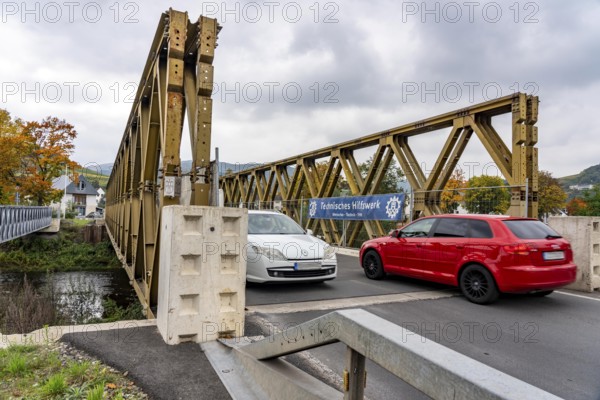 Temporary bridges over the Ahr, in the Ahr Valley, after the flood of July 2021, built by the