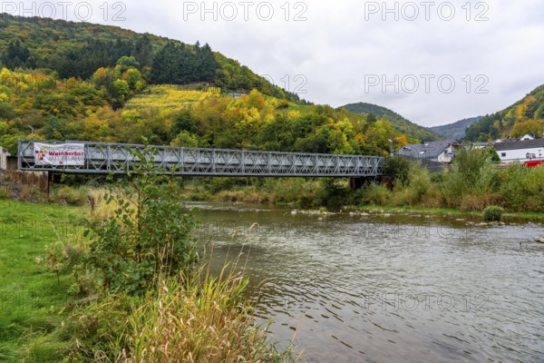 Temporary bridges across the Ahr, in the Ahr Valley, after the flood of July 2021, built by the