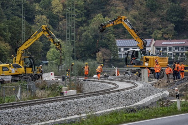 Reconstruction in the Ahr Valley, after the flood of July 2021, restoration of the railway