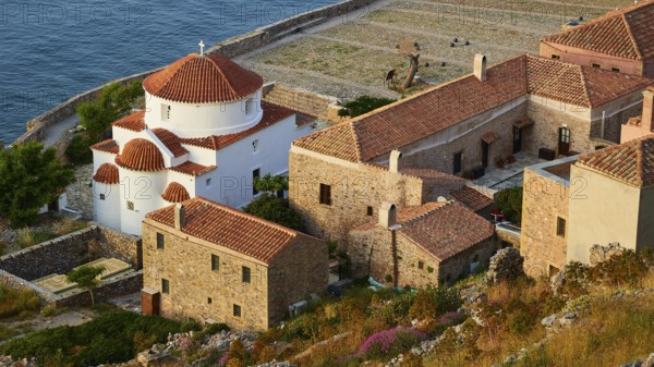 Soft morning light, Holy Church of the Virgin Mary Chrysaphitissa, beautiful coastal town with