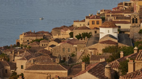 Soft morning light, Holy Church of the Virgin Mary Myrtidiotissa (or Kritikias), view of a historic