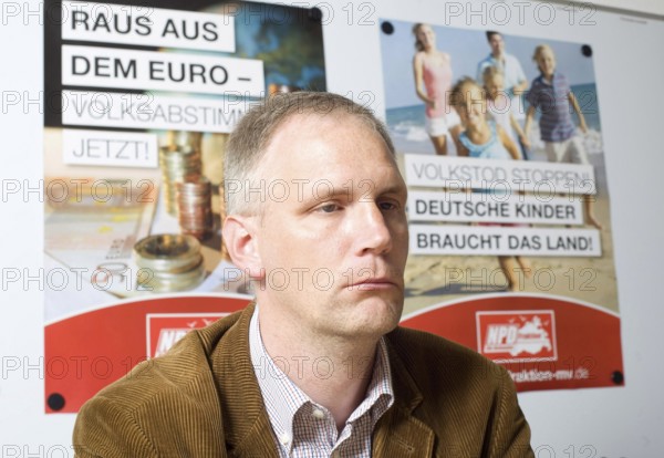 Germany Jamel NPD politician Stefan Köster during an interview at his party office