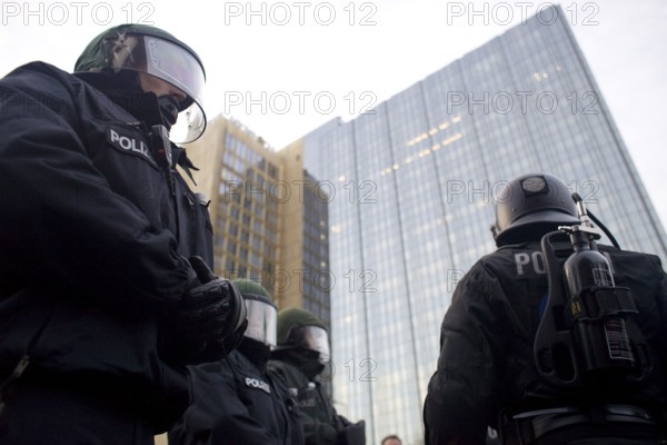 GERMANY Police close Rudi-Dutschke-Straße in front of the Springer Hochaus during the May 1st rally