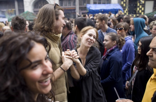 GERMANY Man and woman dance at the May Day rally in Oranienstraße Germany Berlin Couple dances