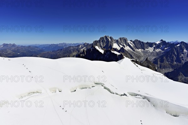 View of the Aiguille Vert mountains, Les Droites, Les Courtes, Aiguille du Midi mountain station,