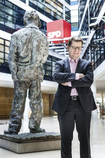 DEU Germany Germany Berlin SPD party vice Ralf Stegner poses with the Willy Brandt memorial at the