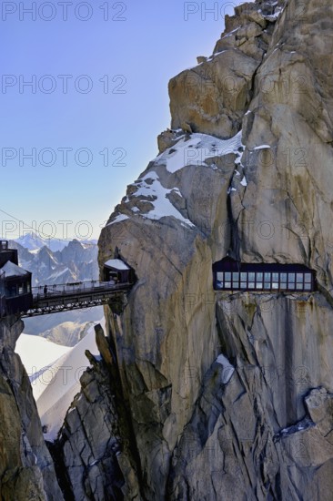 Bridge connecting the viewing platforms, Aiguille du Midi mountain station, Chamonix-Mont-Blanc,