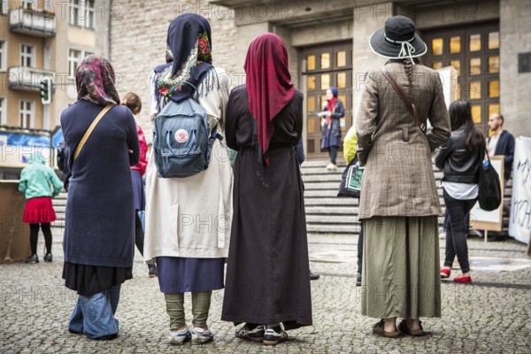 DEU Germany Germany Berlin Protest rally against intolerance of wearing headscarves and the ban on