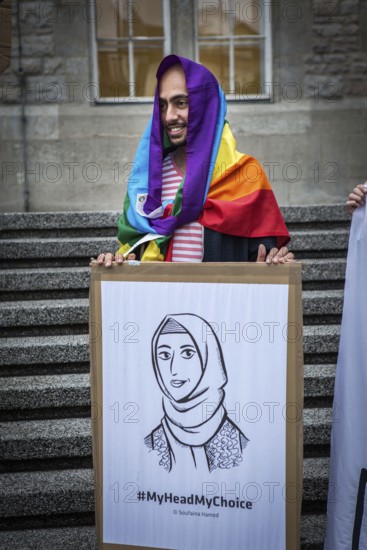 DEU Germany Germany Berlin Protest rally against intolerance of wearing headscarves and the ban on