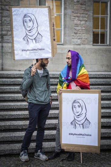 DEU Germany Germany Berlin Protest rally against intolerance of wearing headscarves and the ban on